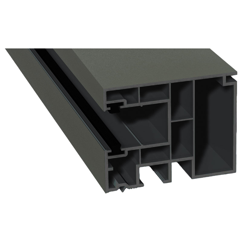 Maxi-Rollladenführung 59x47mm Lg. 6,50m foliert, GK Grau, mit zwei schwarzen Bürsten 70 3905-083 Quarzgrau Glatt Produktbild BIGPIC L