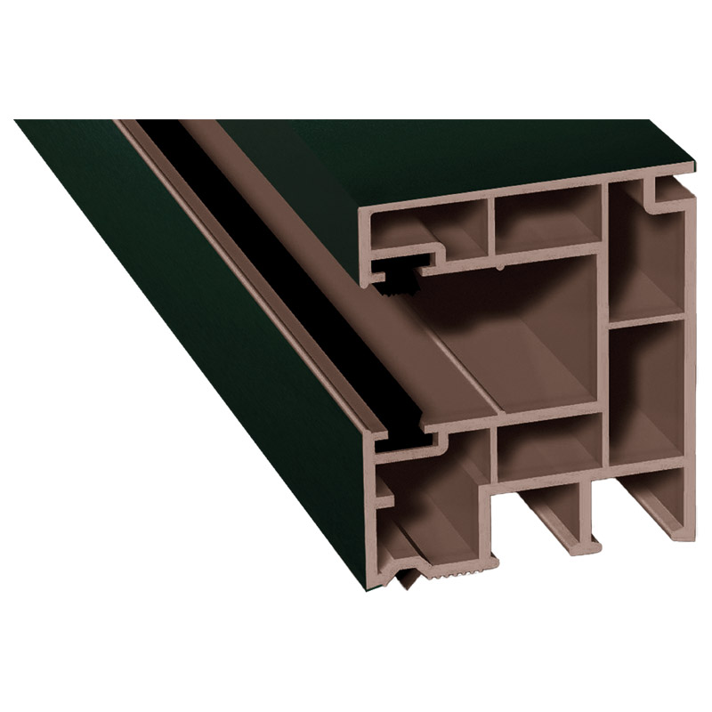 Rollladenführung 40x47mm Lg. 6,50m foliert, mit zwei schwarzen Bürsten GK Braun 61 2505-167 Dunkelgrün Produktbild BIGPIC L