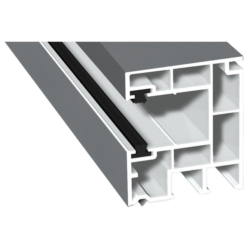 Rollladenführung 40x47mm Lg. 6,50m foliert, mit zwei schwarzen Bürsten GK Weiß 71 5505-083 Silbergrau Glatt Produktbild BIGPIC L