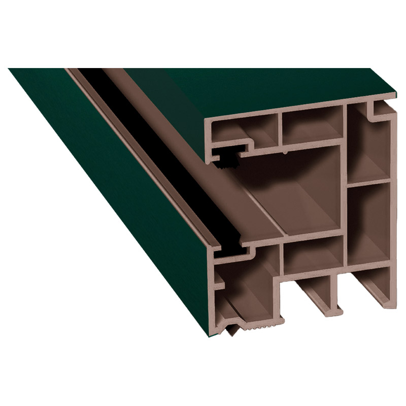 Rollladenführung 40x47mm Lg. 6,50m foliert, mit zwei schwarzen Bürsten GK Braun 60 0505-167 Moosgrün Produktbild BIGPIC L