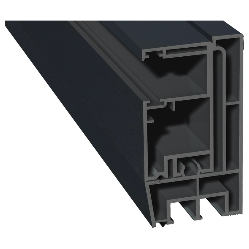Adapterprofil 80x43mm Lg. 6,00m foliert, Revision außen <(>&<)> Rollladenführung 57x30mm Lg. 6,00m GK Grau, ohne Bürste70 1605-167 A nthrazitgrau Produktbild BIGPIC L