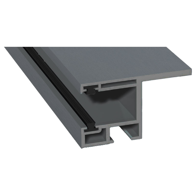 Rollladenführung 55x32mm Lg. 6,00m foliert, mit Nase, mit zwei schwarzen Bürsten GK Grau 70 1205-167 Basaltgrau Produktbild BIGPIC L