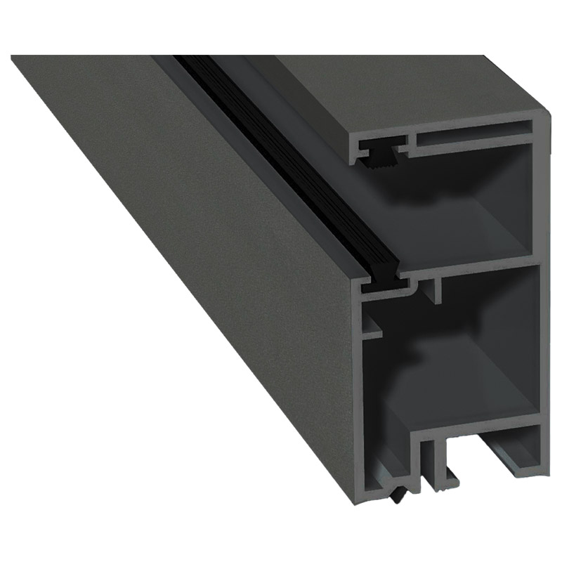 Rollladenführung 30x57mm Lg. 6,00m foliert, mit zwei schwarzen Bürsten GK Grau 436 1014 Alux DB 703 Produktbild BIGPIC L