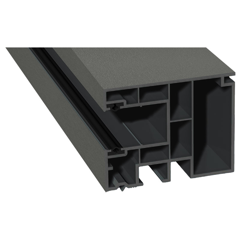 Maxi-Rollladenführung 59x47mm Lg. 6,50m foliert, GK Grau, mit zwei schwarzen Weichlippen 436 1005 Metbrush Quarzgrau Produktbild BIGPIC L