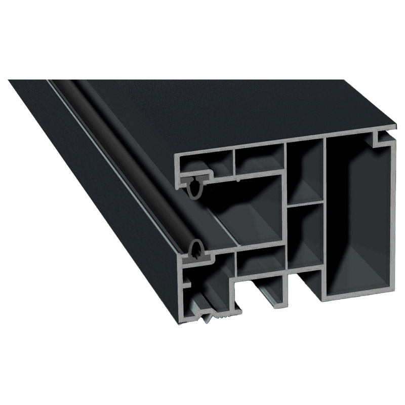 Mini-Rollladenführung 59x47mm Lg. 6,50m foliert, mit zwei schwarzen WLGK Grau 70 1605-167 Anthrazitgrau Produktbild BIGPIC L