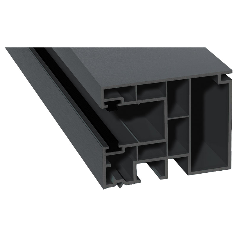 Maxi-Rollladenführung 59x47mm Lg. 6,50m foliert, GK Grau, mit zwei schwarzen Bürsten 70 1205-167 Basaltgrau Produktbild BIGPIC L