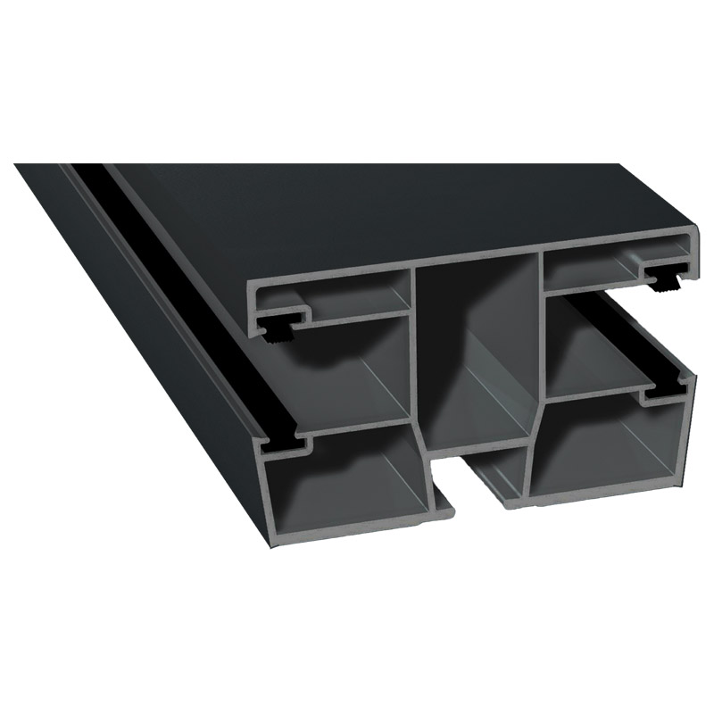 Doppel-Rollladenführung 77x47mm Lg. 6,00m foliert, mit vier schwarzen Bürsten GK Grau 70 1605-083 Anthrazitgrau Glatt Produktbild BIGPIC L