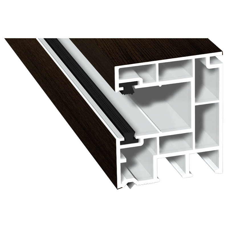 Rollladenführung 40x47mm Lg. 6,50m foliert, mit zwei schwarzen Bürsten GK Braun 316 7004-167 Mooreiche Produktbild BIGPIC L
