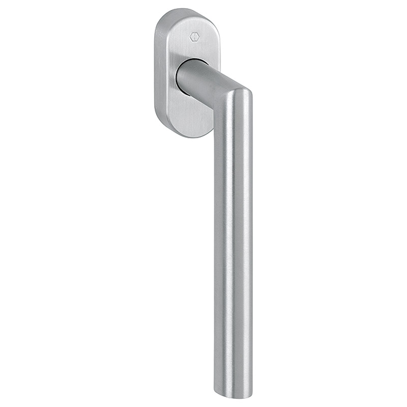 PSK-E0400Z/US956 F69 Edelstahl matt / N10A, mit Arretierung / 7 mm / 32-42 mm vorst. / HOPPE-Logo / 90° / M5x45 mm + M5x50 mm Produktbild BIGPIC L