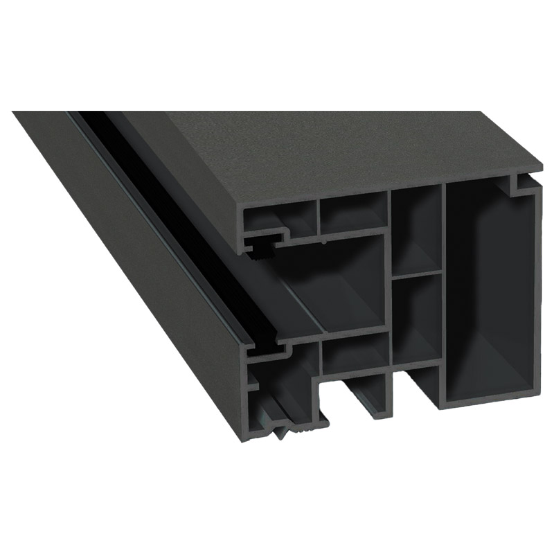 Maxi-Rollladenführung 59x47mm Lg. 6,50m foliert, GK Grau, mit zwei schwarzen Bürsten 436 1014 Alux DB 703 Produktbild BIGPIC L