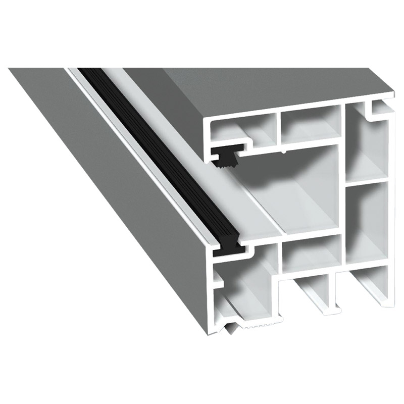 Rollladenführung 40x47mm Lg. 6,50m foliert, mit zwei schwarzen Bürsten GK Weiß 70 0405-083 Signalgrau Glatt Produktbild BIGPIC L