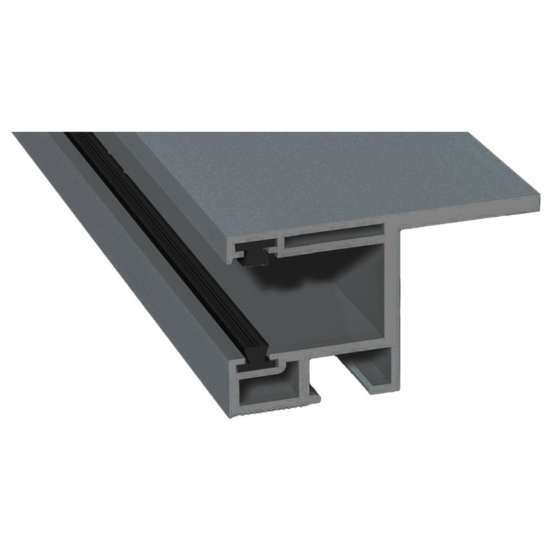 Rollladenführung 55x32mm Lg. 6,00m foliert, mit Nase, mit zwei schwarzen Bürsten GK Grau 70 1205-083 Basaltgrau Glatt Produktbild BIGPIC L