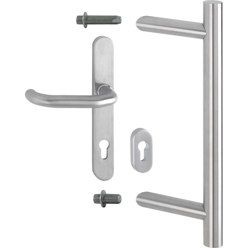 HOPPE Türgriffpaket E5012/55S-SR/3357SN/138GF mit schrägen Stützen Produktbild BIGPIC L