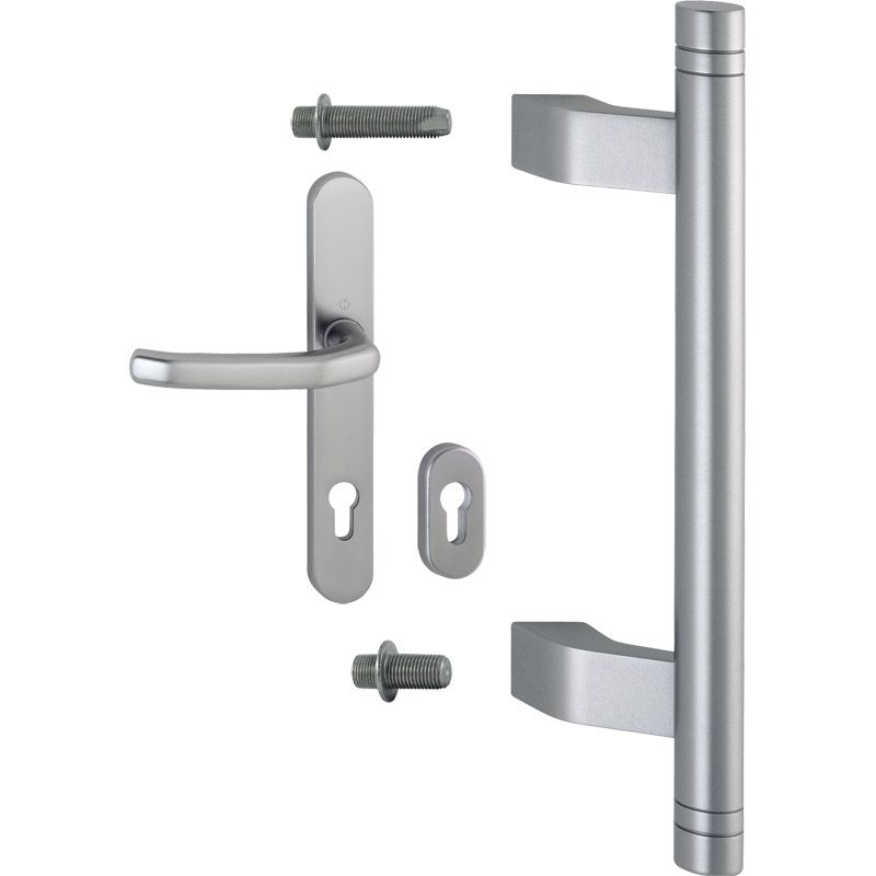 HOPPE Türgriffpaket 5004DR/55S-SR/3357SN/1600 mit schrägen Stützen Produktbild BIGPIC L