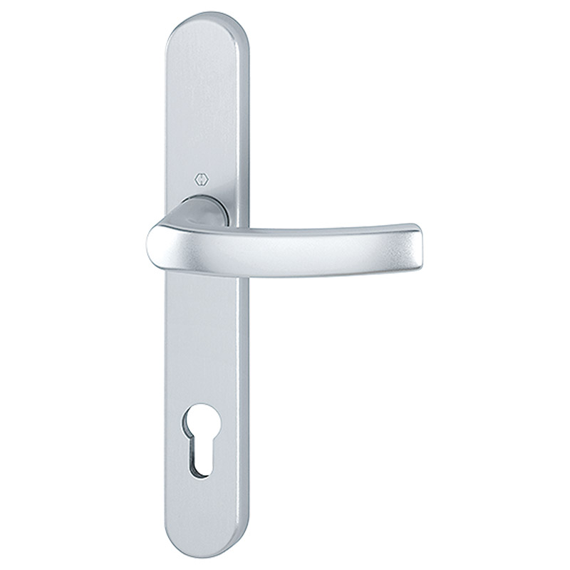 1540/3357SN Halbgarnitur, Innenseite / F1 Alu natur / 8 mm / 40 mm vorst. / Profilzylinder 92 mm / HOPPE-Logo Produktbild BIGPIC L