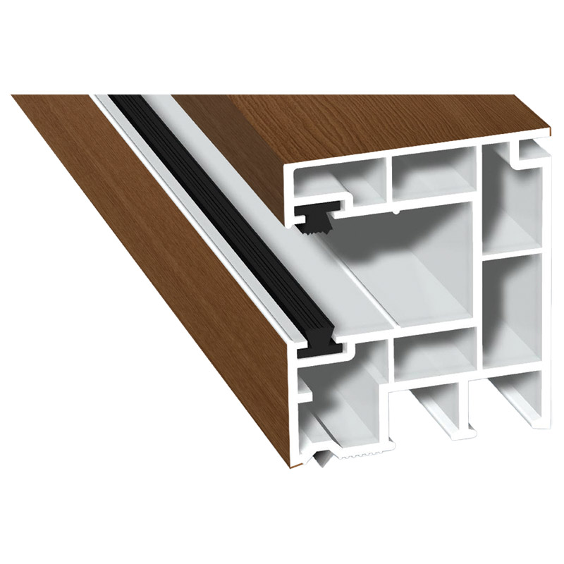 Rollladenführung 40x47mm Lg. 6,50m foliert, mit zwei schwarzen Bürsten GK Braun 315 2009-167 Streifen-Douglasie Produktbild BIGPIC L
