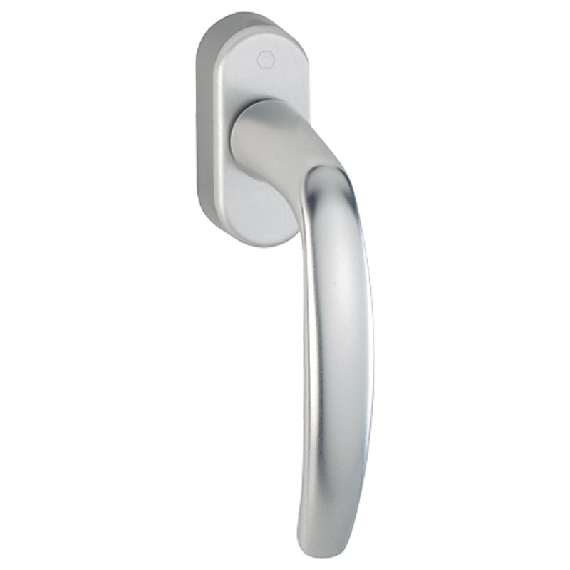 0530/US952 F1 Alu natur / N10A, mit Arretierung, alusilber / 5 mm / 7 mm / 32-42 mm vorst. / HOPPE-Logo / 90° / M5x45 mm + M5x50 mm Produktbild BIGPIC L