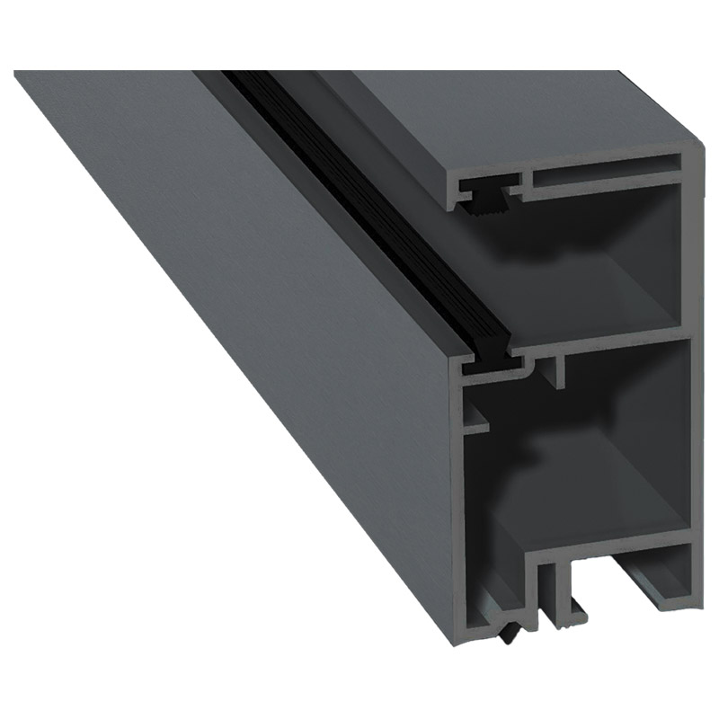 Rollladenführung 30x57mm Lg. 6,00m foliert, mit zwei schwarzen Bürsten GK Grau 70 1205-167 Basaltgrau Produktbild BIGPIC L