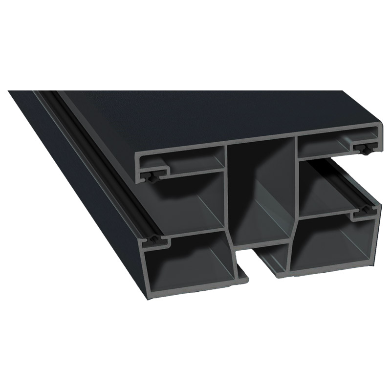Maxi-Doppel Rollladenführung 77x47mm Lg. 6,00m foliert, GK Grau, mit vier schwarzen Weichlippen70 1605-167 Anthrazitgrau Produktbild BIGPIC L