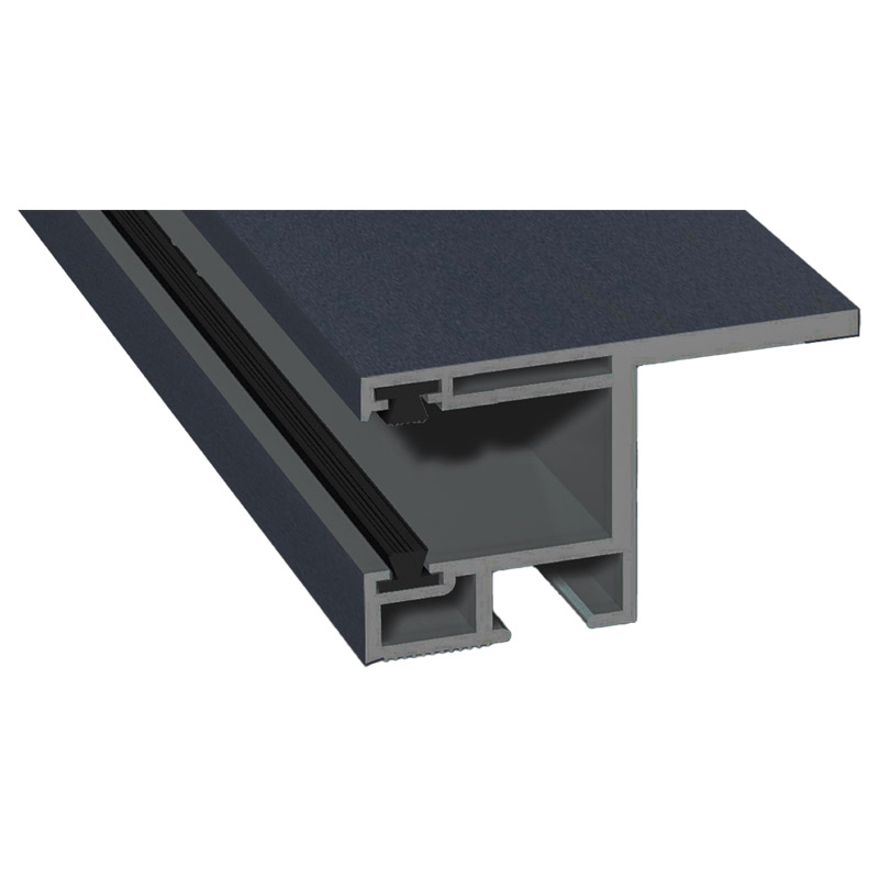 Rollladenführung 55x32mm Lg. 6,00m foliert, mit Nase, mit zwei schwarzen Bürsten GK Grau 70 1605-097 Anthrazitgrau Glatt 2 Produktbild BIGPIC L
