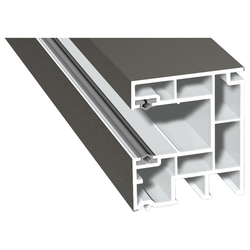 Maxi-Rollladenführung 40x47mm Lg. 6,50m foliert, GK Weiß, mit zwei grauen Weichlippen 70 3905-167 Quarzgrau Produktbild BIGPIC L