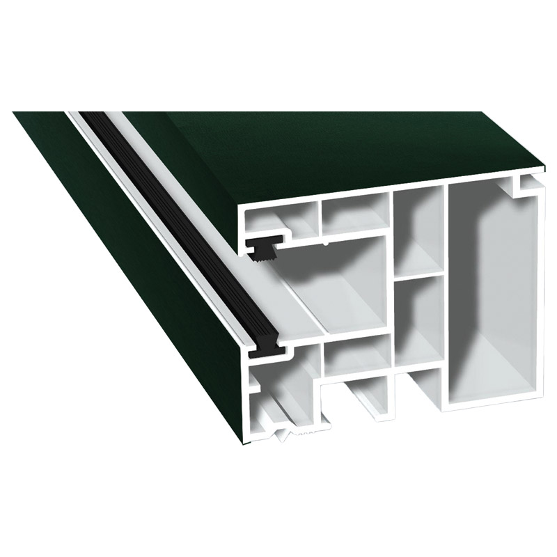 Maxi-Rollladenführung 59x47mm Lg. 6,50m foliert, GK Weiß, mit zwei schwarzen Bürsten 61 2505-167 Dunkelgrün Produktbild BIGPIC L