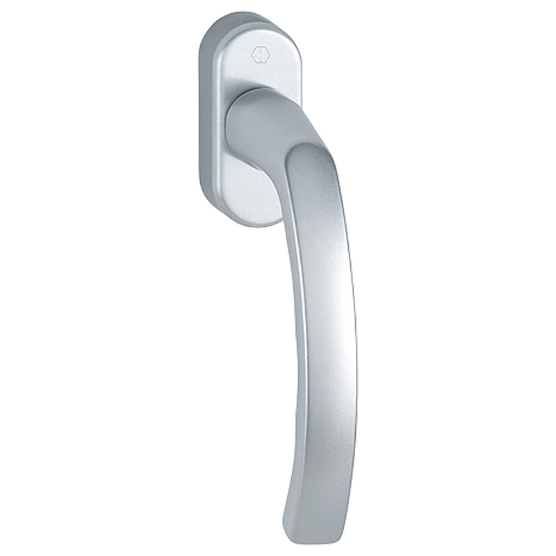 0540/U26 F1 Alu natur / N10A, mit Arretierung, alusilber / 7 mm / 37 mm vorst. / HOPPE-Logo / 90° / M5x45 mm mit kurzem Zapfen Produktbild BIGPIC L
