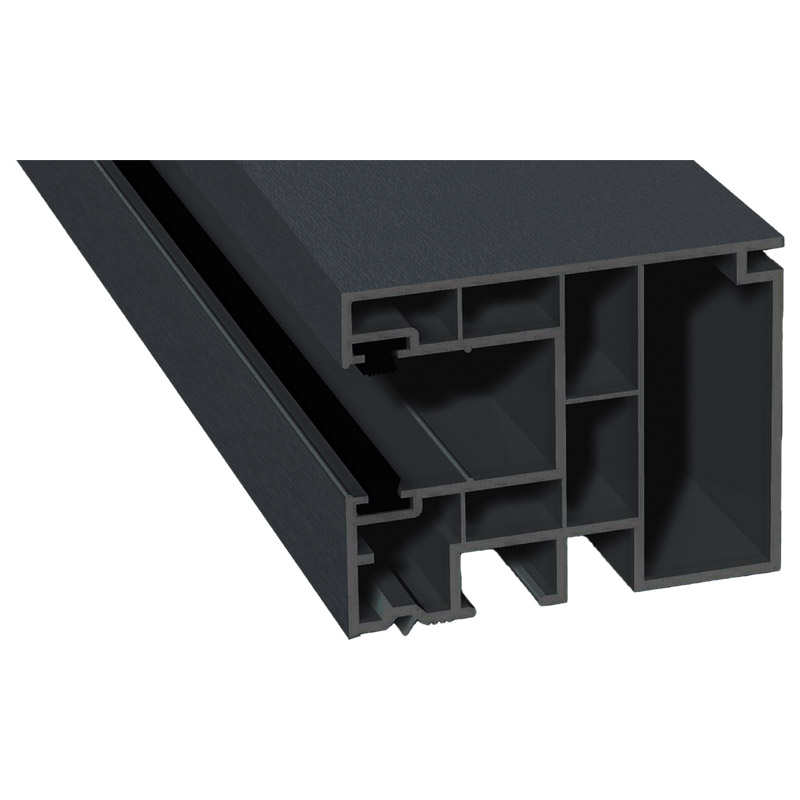 Maxi-Rollladenführung 59x47mm Lg. 6,50m foliert, GK Grau, mit zwei schwarzen Bürsten 701505-167 Schiefergrau Produktbild BIGPIC L