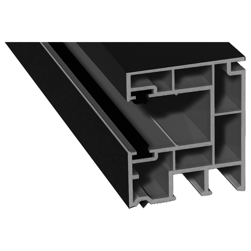 Rollladenführung 40x47mm Lg. 6,50m foliert, mit zwei schwarzen Bürsten GK Grau 70 2105-167 Schwarzgrau Produktbild BIGPIC L