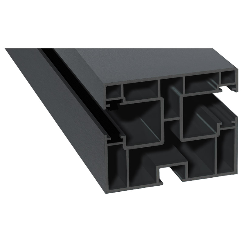 Mini-Doppel Rollladenführung 50x60mm Lg. 6,50m foliert, GK Grau, mit zwei grauen Bürsten 70 1205-167 Basaltgrau Produktbild BIGPIC L