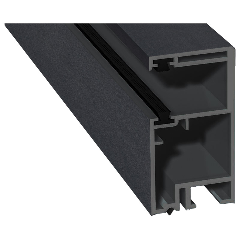 Rollladenführung 30x57mm Lg. 6,00m foliert, mit zwei schwarzen Bürsten GK Grau 436 1012 Alux Anthrazit Produktbild BIGPIC L
