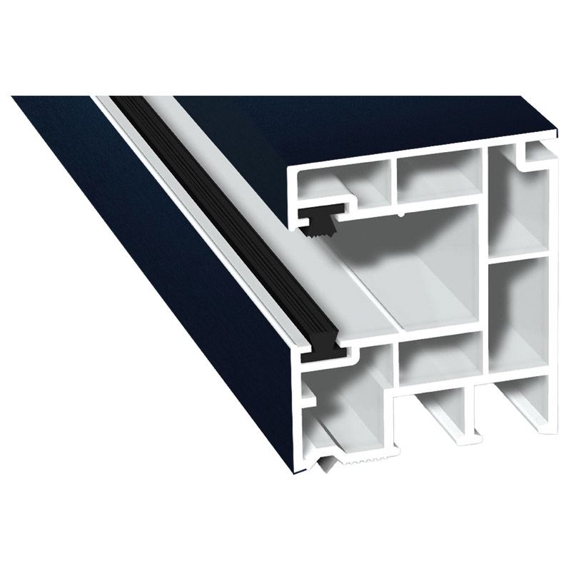 Rollladenführung 40x47mm Lg. 6,50m foliert , mit zwei schwarzen Bürsten GK Weiß 51 5005-167 Stahlblau Produktbild BIGPIC L