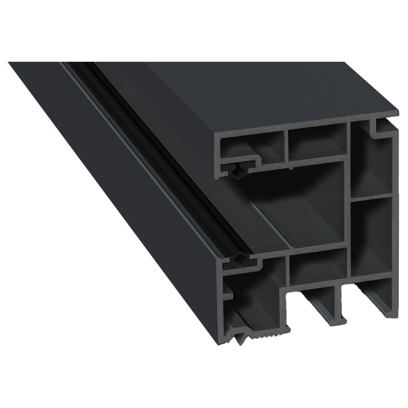 Maxi-Rollladenführung 40x47mm Lg. 6,50m foliert, GK Grau, mit zwei schwarzen Weichlippen 701505-083 Schiefergrau Glatt Produktbild BIGPIC L