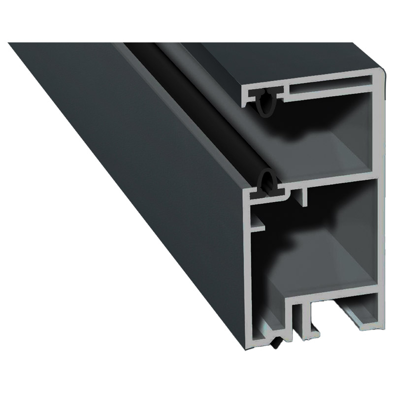 Mini-Rollladenführung 30x57mm Lg. 6,00m foliert, mit zwei schwarzen WeichlippenGK Grau 70 1605-083 Anthrazitgrau Glatt Produktbild BIGPIC L