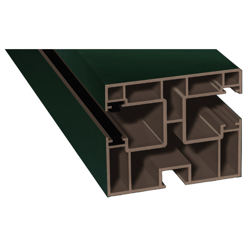 Mini-Doppel Rollladenführung 50x60mm Lg. 6,50m foliert, GK Braun , mit zwei grauen Bürsten 61 2505-167 Dunkelgrün Produktbild BIGPIC L