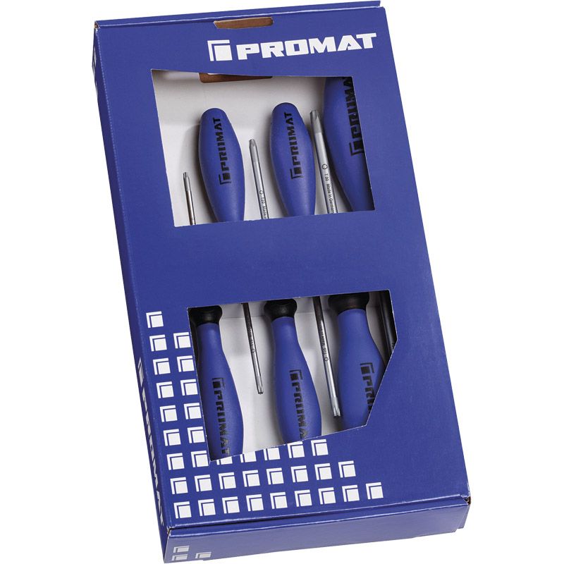 PROMAT Schraubendrehersatz TX mit Rundklinge und 3-Komponentengriff 6-tlg. Produktbild BIGPIC L