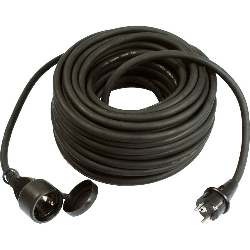 Gummi-Verlängerung 230 V, schwarz, 25m Produktbild BIGPIC L