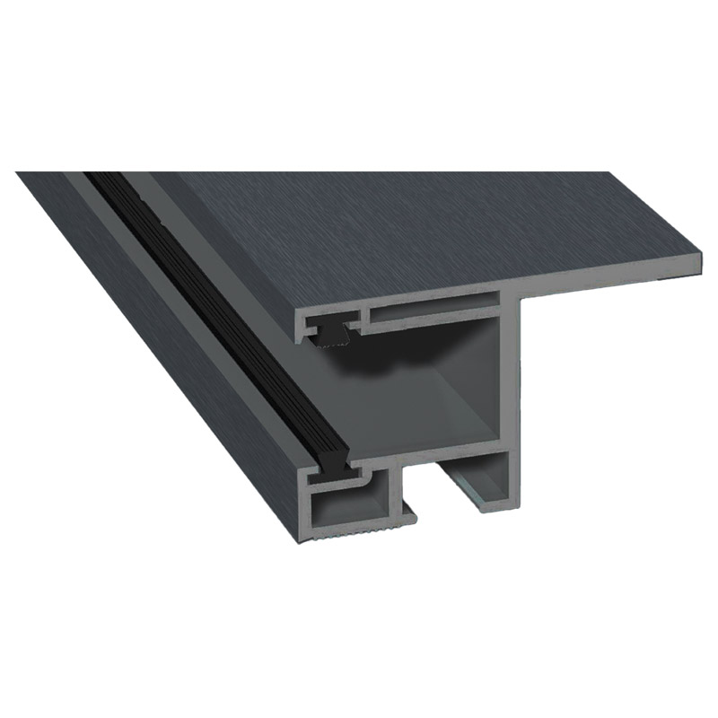Rollladenführung 55x32mm Lg. 6,00m foliert, mit Nase, mit zwei schwarzen Bürsten GK Grau 701505-167 Schiefergrau Produktbild BIGPIC L