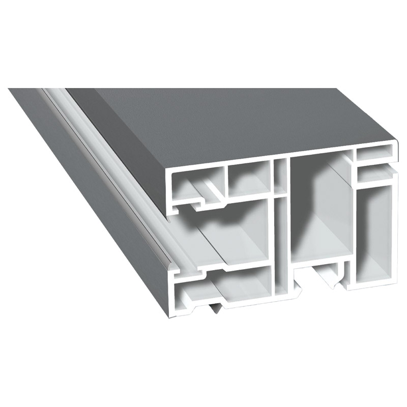 Mini-Rollladenführung 58x38mm Lg. 6,50m foliert, mit zwei grauen WeichlippenGK Weiß 71 5505-167 Silbergrau Produktbild BIGPIC L