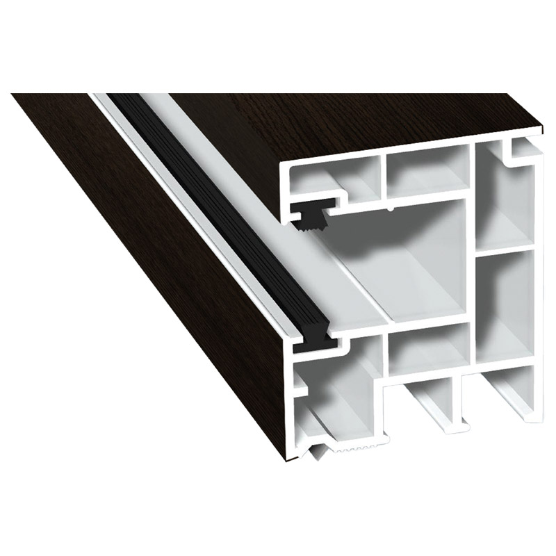 Rollladenführung 40x47mm Lg. 6,50m foliert, mit zwei schwarzen Bürsten GK Braun 214 0005-167 Eiche Grau Produktbild BIGPIC L