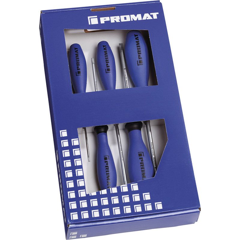 PROMAT Schraubendrehersatz LS mit Rundklinge und 3-Komponentengriff 5-tlg. Produktbild BIGPIC L