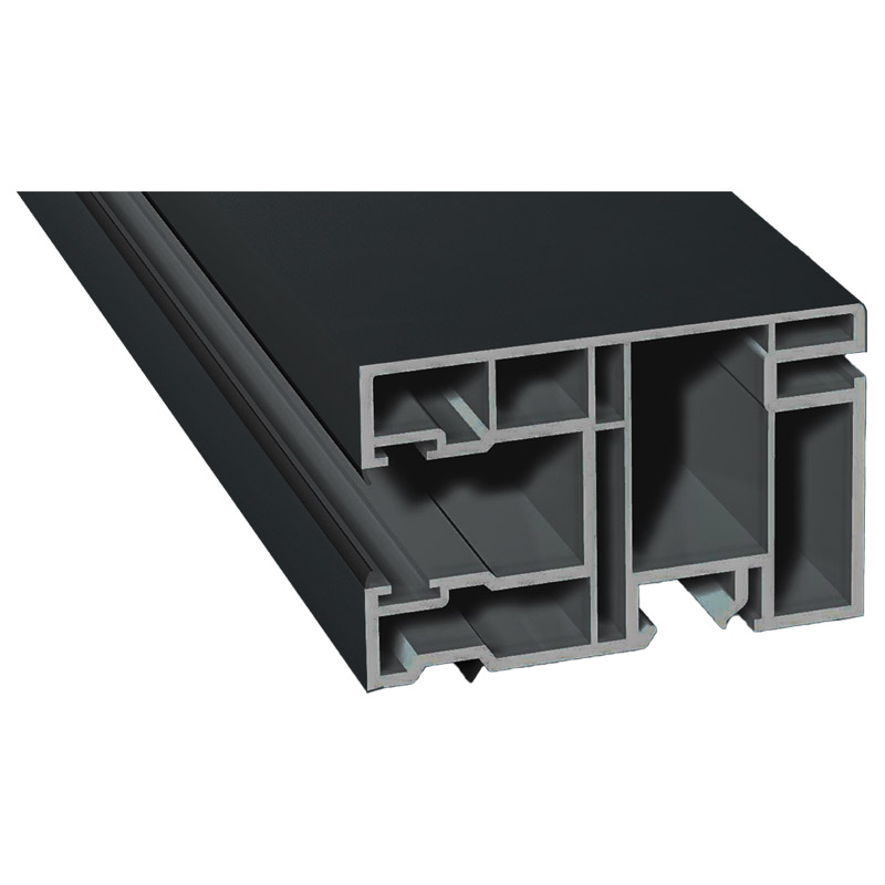 Mini-Rollladenführung 58x38mm Lg. 6,50m foliert, mit zwei schwarzen WeichlippenGK Grau 70 1605-083 Anthrazitgrau Glatt Produktbild BIGPIC L