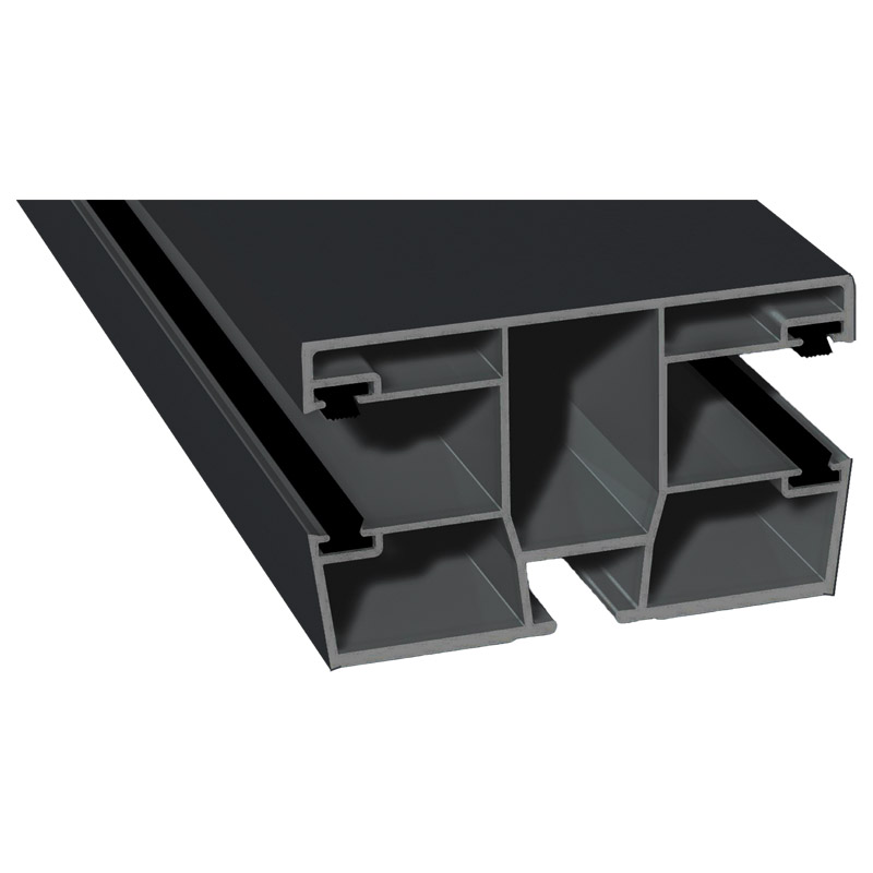 Doppel-Rollladenführung 77x47mm Lg. 6,00m foliert, mit vier schwarzen Bürsten GK Grau 701505-083 Schiefergrau Glatt Produktbild BIGPIC L
