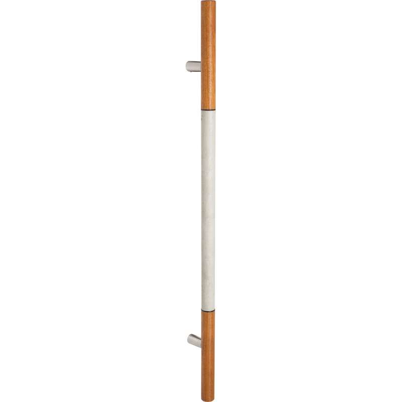 Stossgriff SG-302-Jatoba-1200, Griff in Ø35mm, 90° Stützen, Mitelteil 600mm in Betonoptik, L=1200 - A=900mm,Befestigung:BA18 Produktbild BIGPIC L
