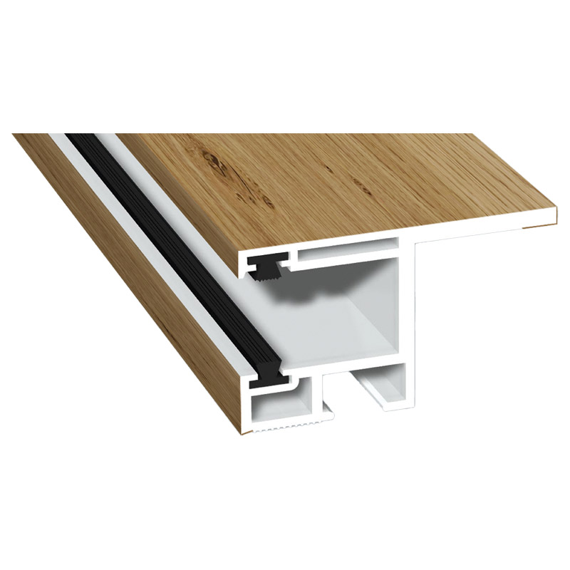 Rollladenführung 55x32mm Lg. 6,00m foliert, mit Nase, mit zwei schwarzen Bürsten GK Braun 49240 Winchester Produktbild BIGPIC L