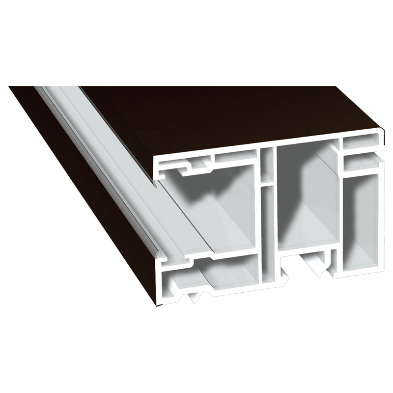 Maxi-Rollladenführung 58x38mm Lg. 6,50m foliert, mit zwei schwarzen Weichlippen GK Braun 88 7505-167 Schokobraun Produktbild BIGPIC L