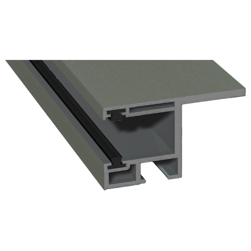 Rollladenführung 55x32mm Lg. 6,00m foliert, mit Nase, mit zwei schwarzen Bürsten GK Grau 70 3905-083 Quarzgrau Glatt Produktbild BIGPIC L