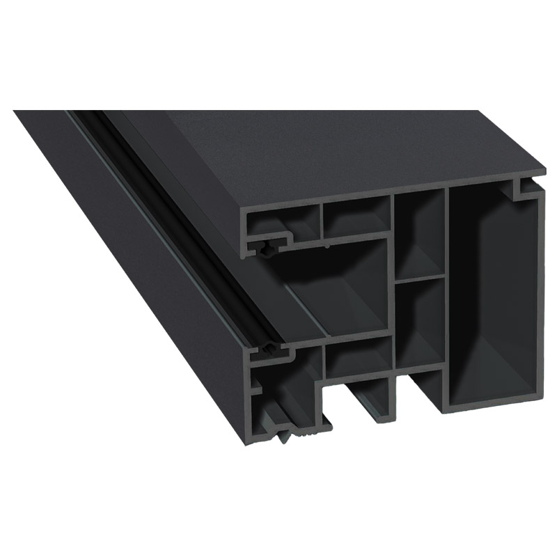 Maxi-Rollladenführung 59x47mm Lg. 6,50m foliert, GK Grau, mit zwei schwarzen Weichlippen PX 47858 Anthrazit Ulti Matt Produktbild BIGPIC L