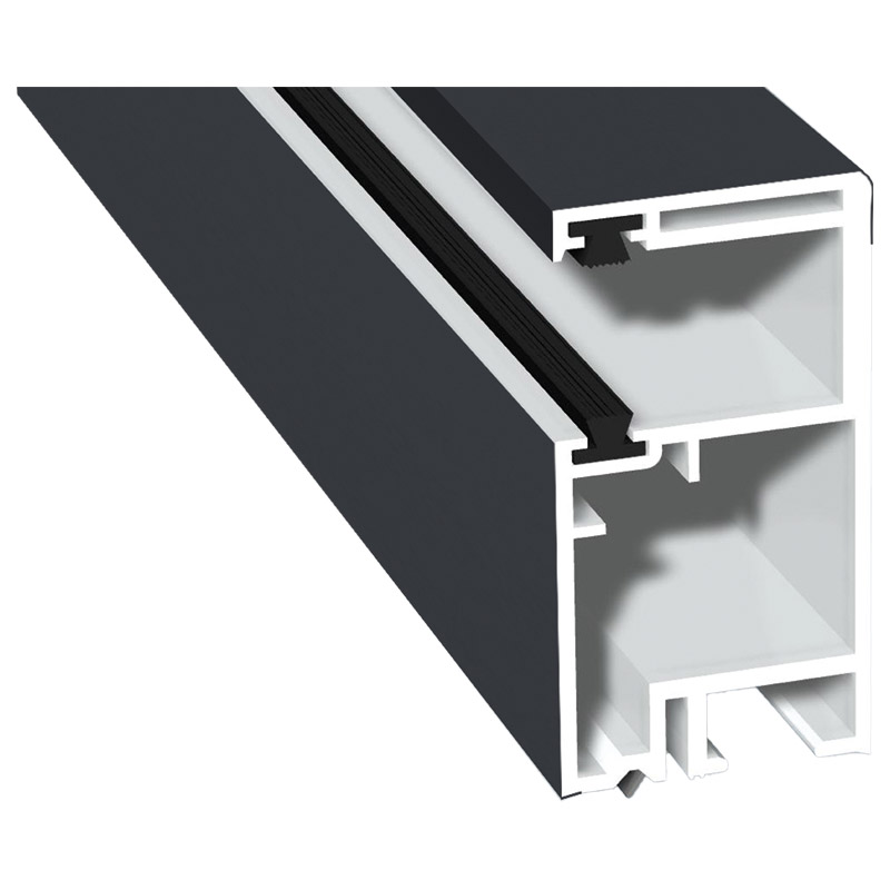 Rollladenführung 30x57mm Lg. 6,00m foliert, mit zwei schwarzen Bürsten GK Weiß 701505-083 Schiefergrau Glatt Produktbild BIGPIC L