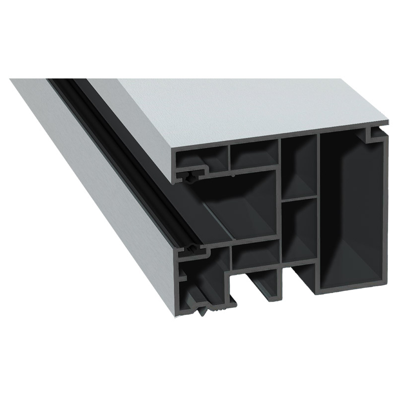 Maxi-Rollladenführung 59x47mm Lg. 6,50m foliert, GK Grau, mit zwei schwarzen Weichlippen 72 5105-167 Lichtgrau Produktbild BIGPIC L